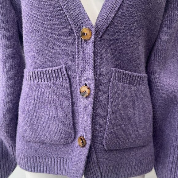 $1580 Khaite Purple Amethyst Scarlet Cashmere Knit Cardigan Sweater size Small - Picture 4 of 9